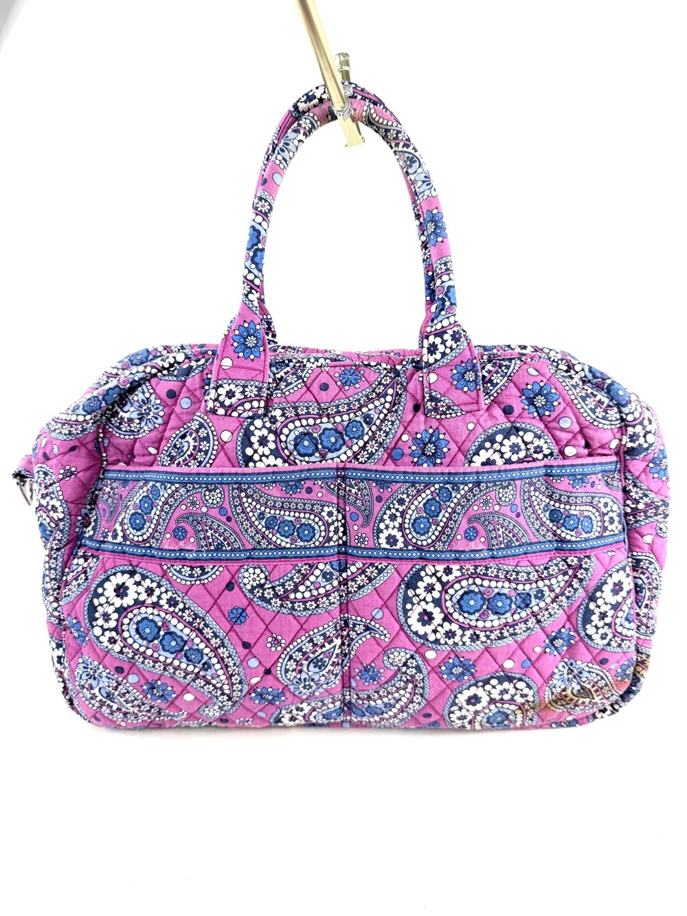 Vera Bradley Boysenberry Blue Pink Paisley Quilted Large Duffle Bag Travel